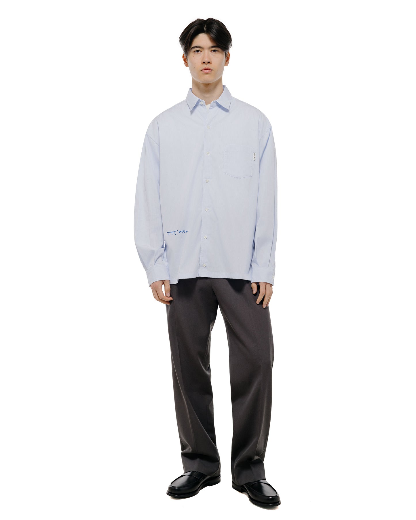 TTT MSW Regular Collar Shirt White Stripe