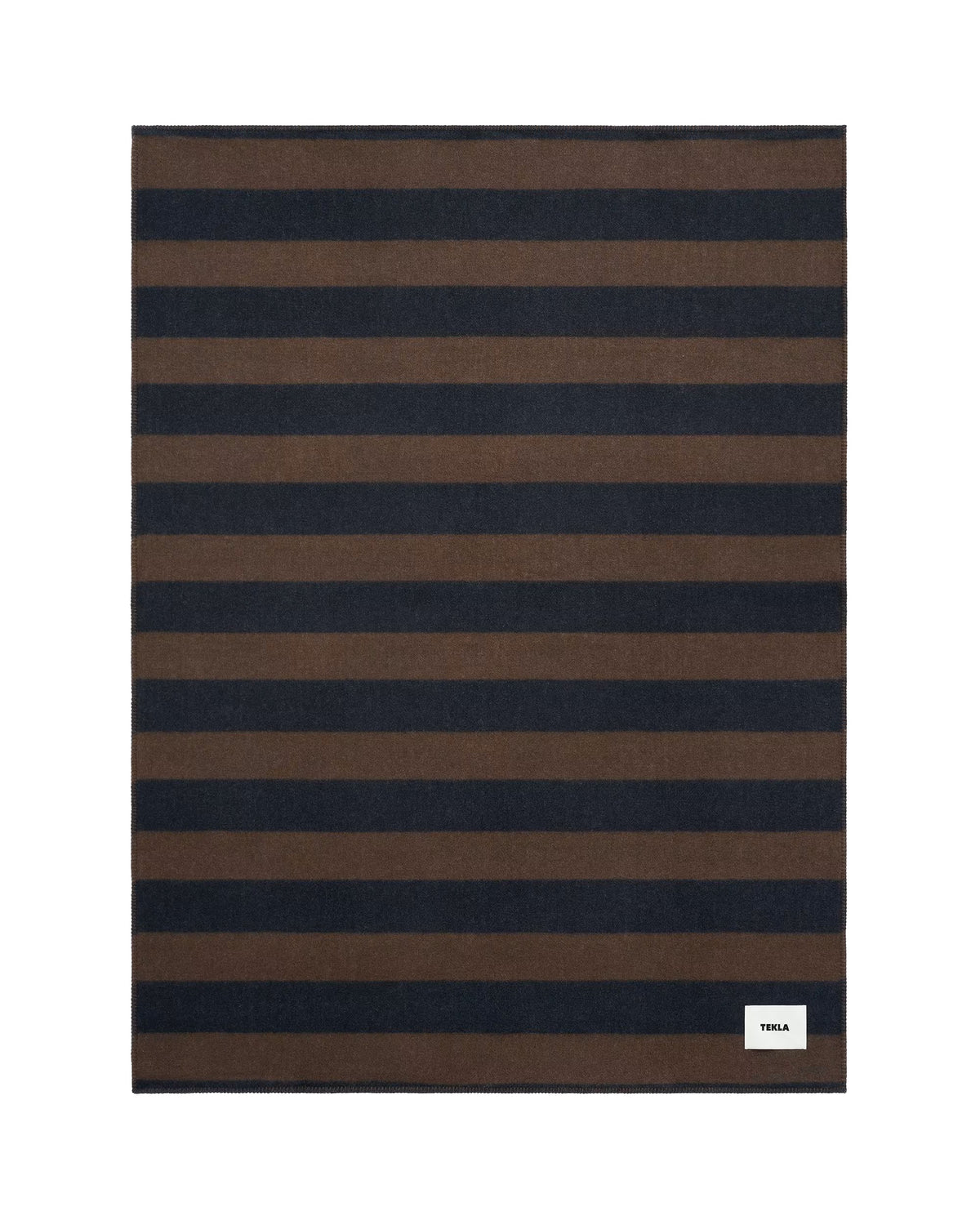 Tekla Lambswool Blanket Walnut & Dust Blue Stripes