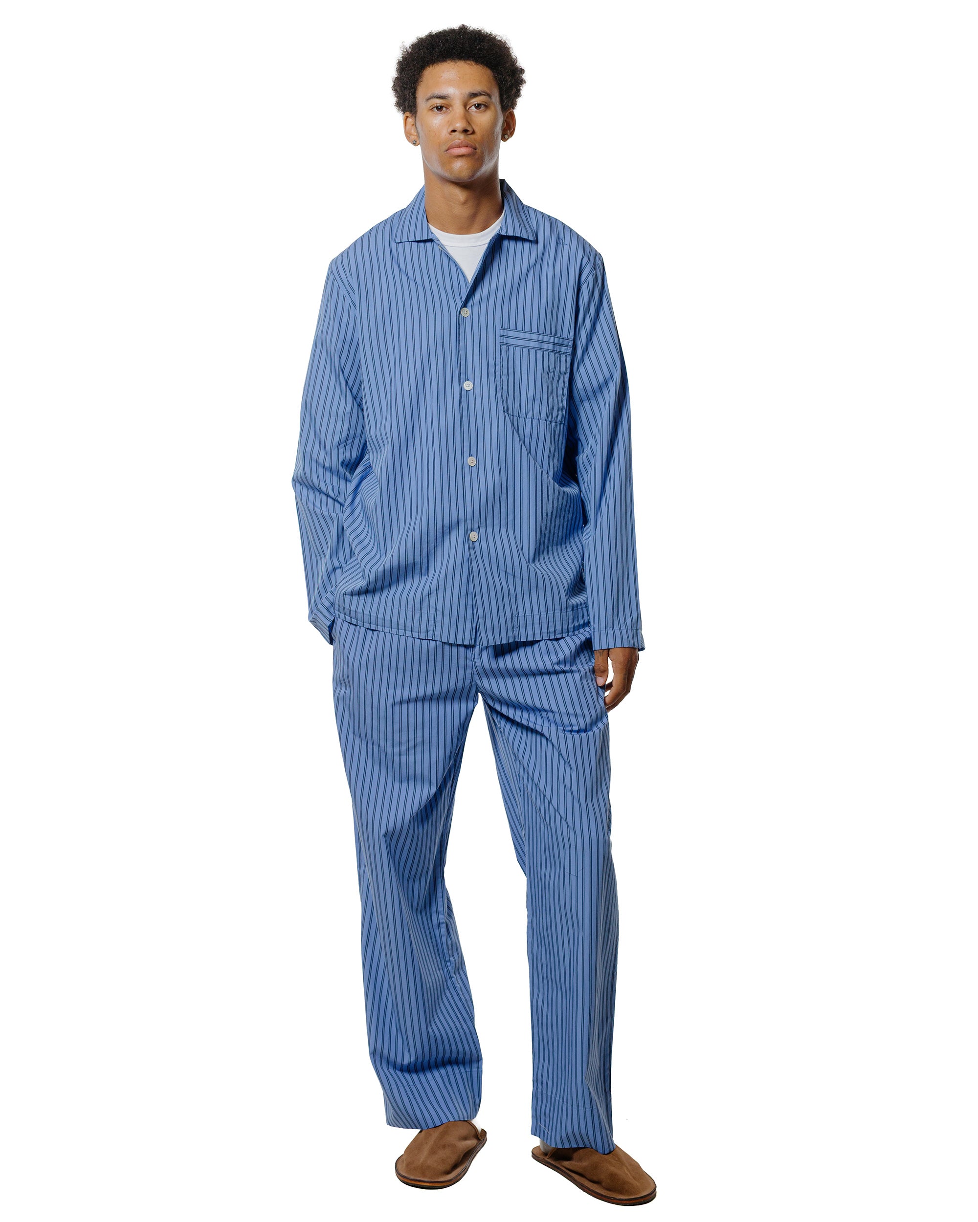 Tekla Poplin Pyjama Shirt Boro Stripes