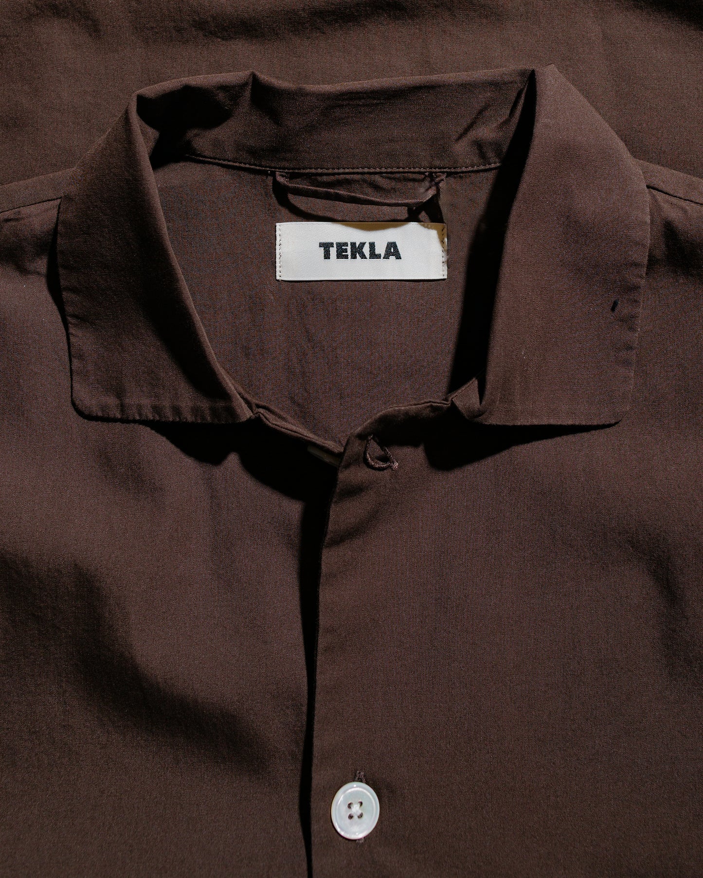 Tekla Poplin Pyjama Shirt Coffee