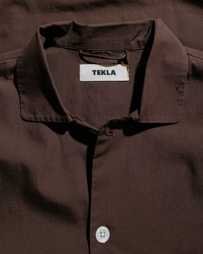Tekla Poplin Pyjama Shirt Coffee