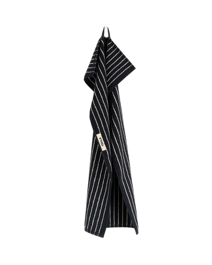 Tekla Terry Bath Towel Black Stripes