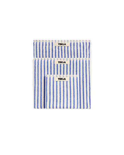 Tekla Terry Bath Towel Coastal Blue Stripes