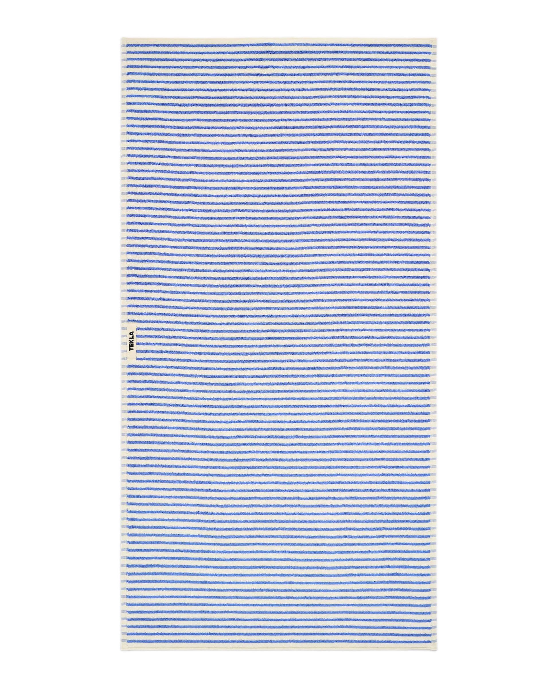 Tekla Terry Bath Towel Coastal Blue Stripes