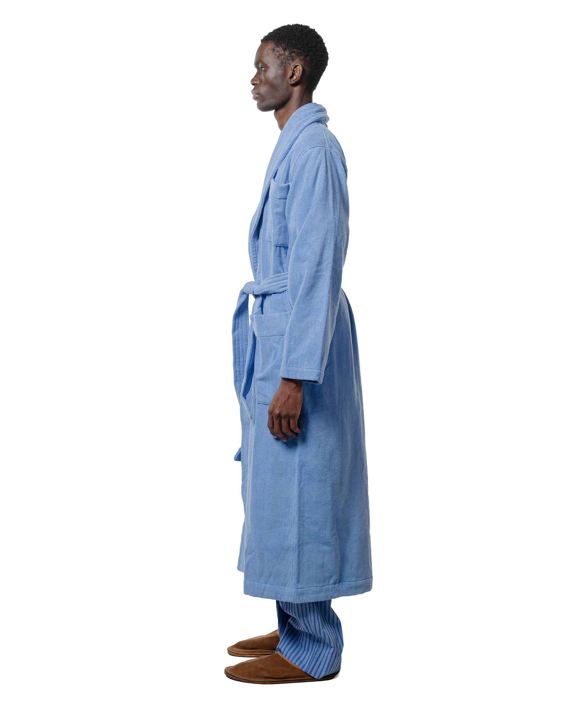 Tekla Terry Classic Bathrobe Clear Blue