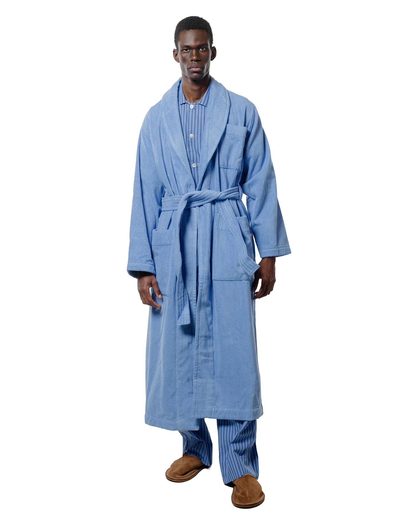 Tekla Terry Classic Bathrobe Clear Blue