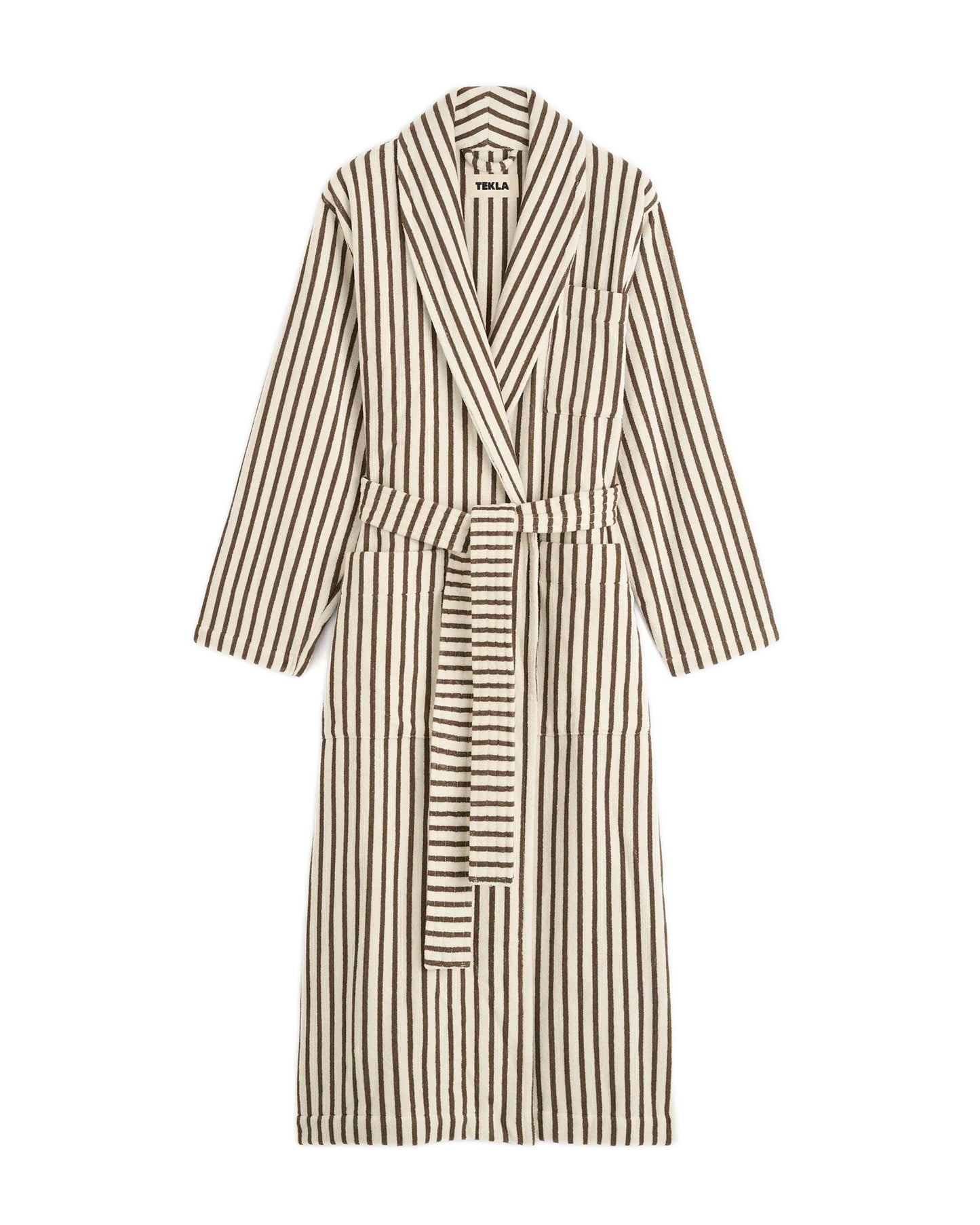 Tekla Terry Classic Bathrobe Kodiak Stripes