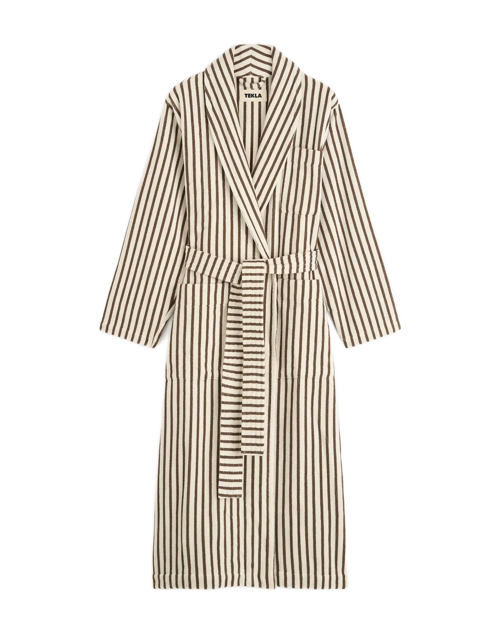 Tekla Terry Classic Bathrobe Kodiak Stripes