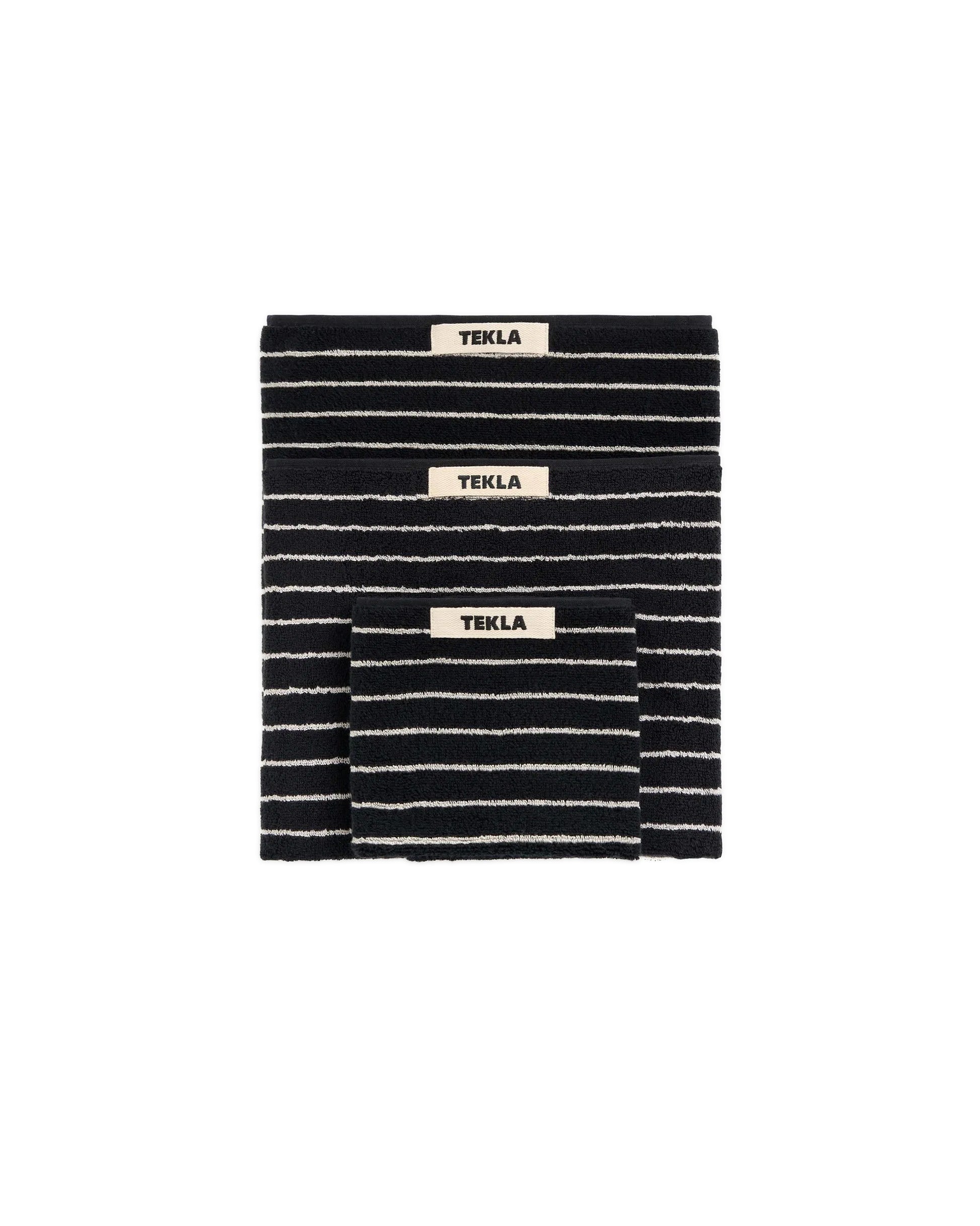 Tekla Terry Hand Towel Black Stripes
