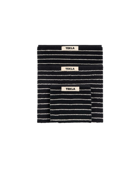 Tekla Terry Hand Towel Black Stripes