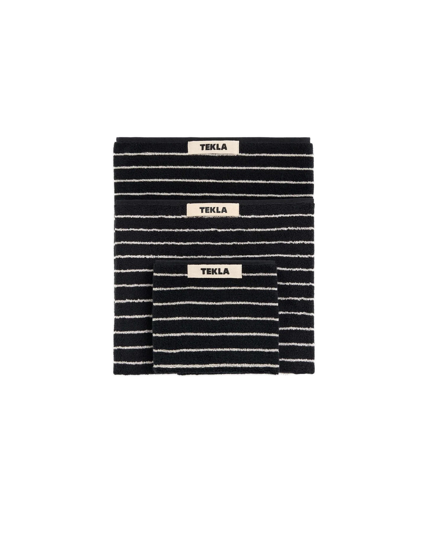 Tekla Terry Bath Towel Black Stripes