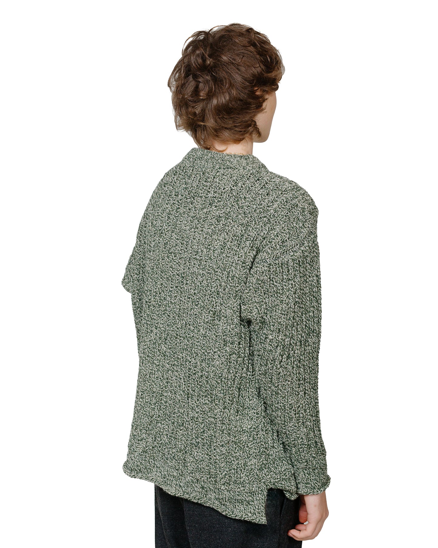 Tender 764 Tacuinum Cardigan Two Fold Shetland Wool Connemara Green model back