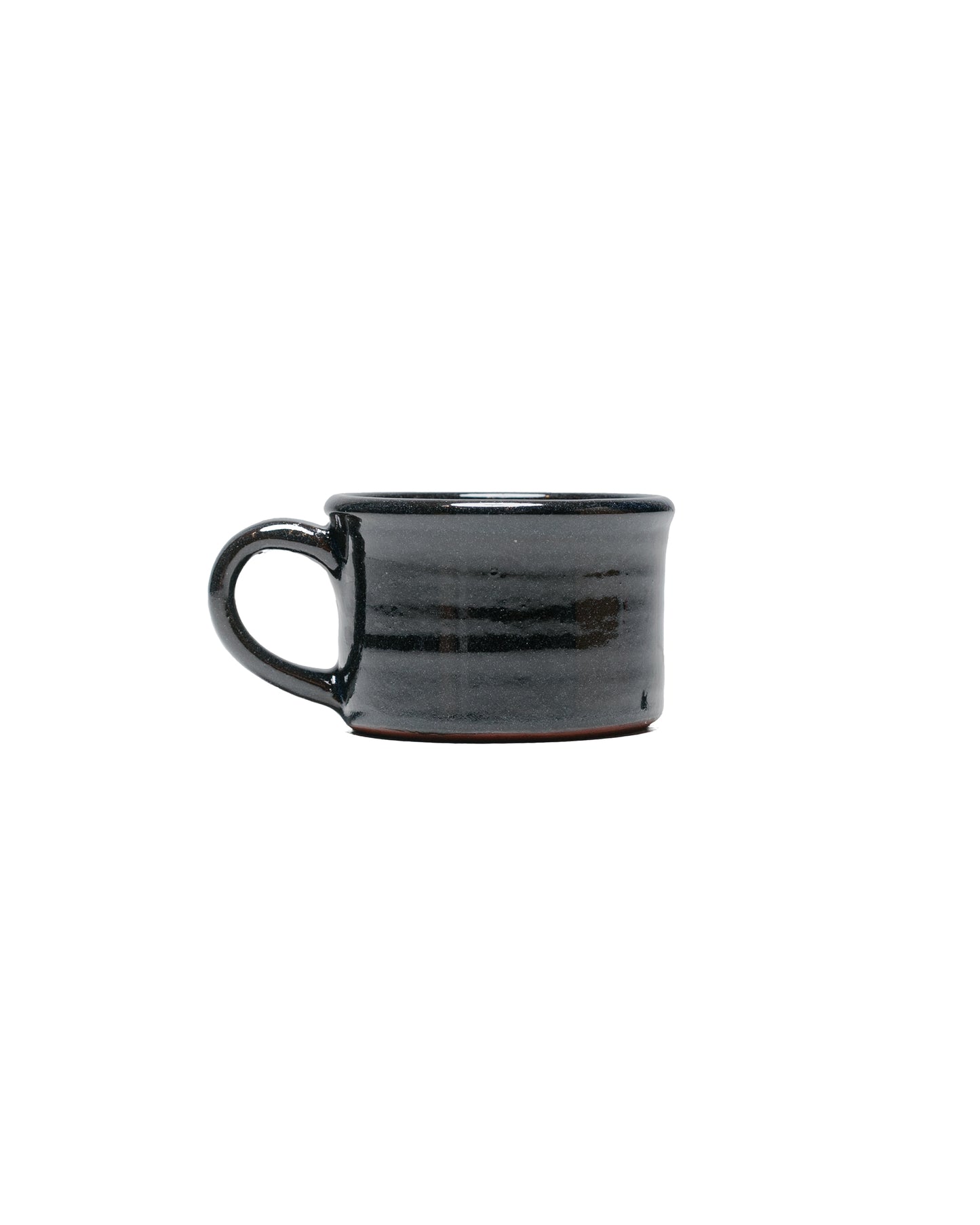 Tender Half Height Coffee Mug Red Clay Blue Glaze