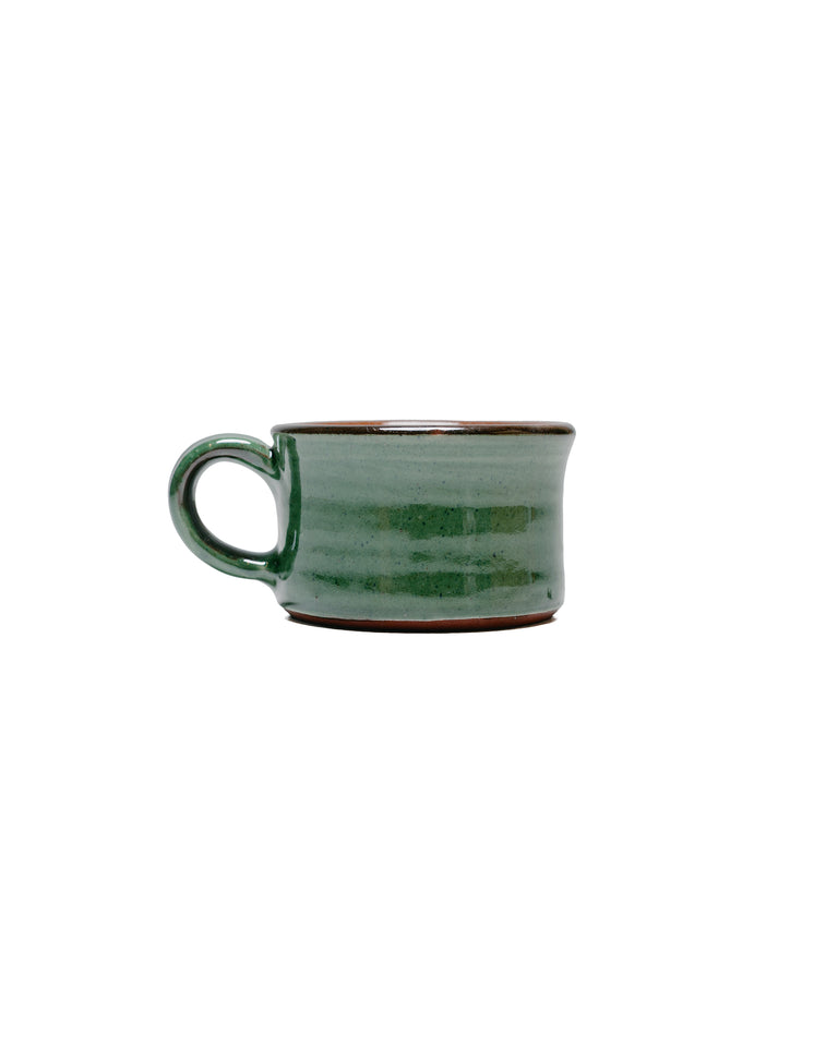 Tender Half Height Coffee Mug Red Clay Green Glaze