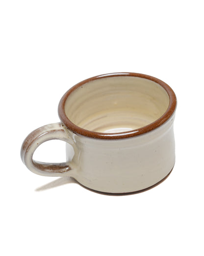 Tender Half Height Coffee Mug Red Clay White Glaze detail