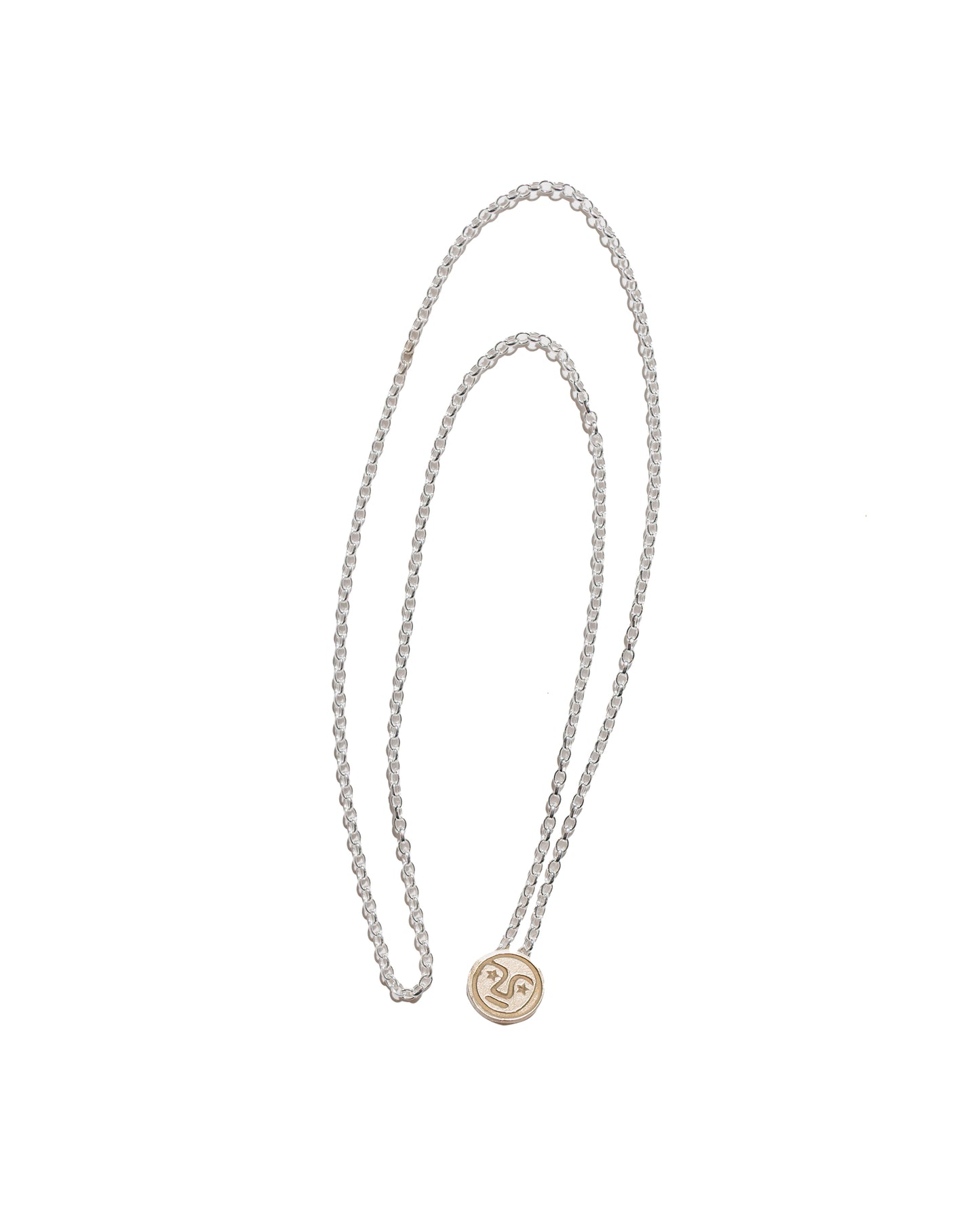 Tender Penna Button Necklace Brass and .925 Silver Polished
