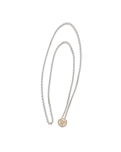 Tender Penna Button Necklace Brass and .925 Silver Polished