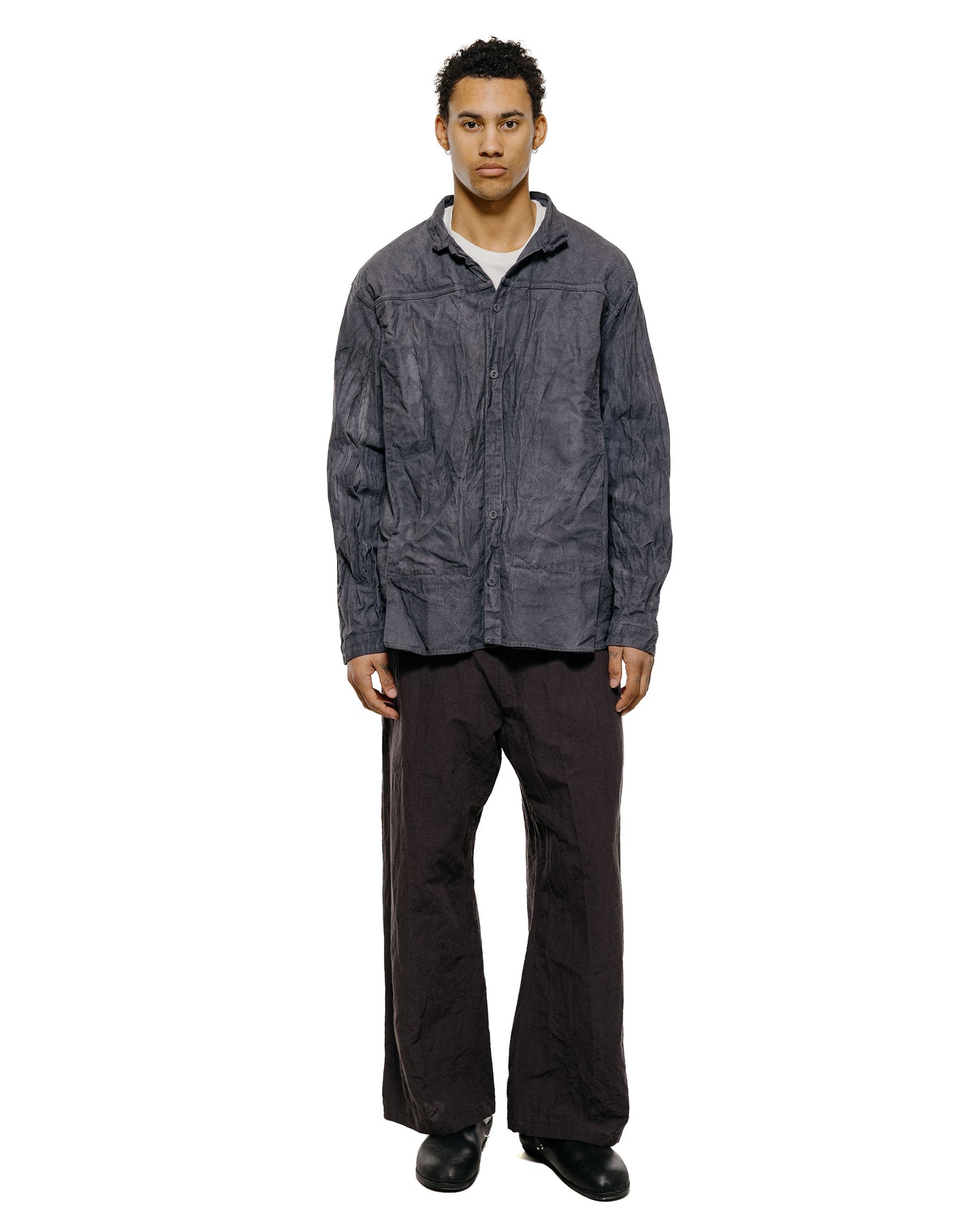 Tender Type 401 Pleat Pocket Shirt Cotton Drop Cloth Grey Logwood