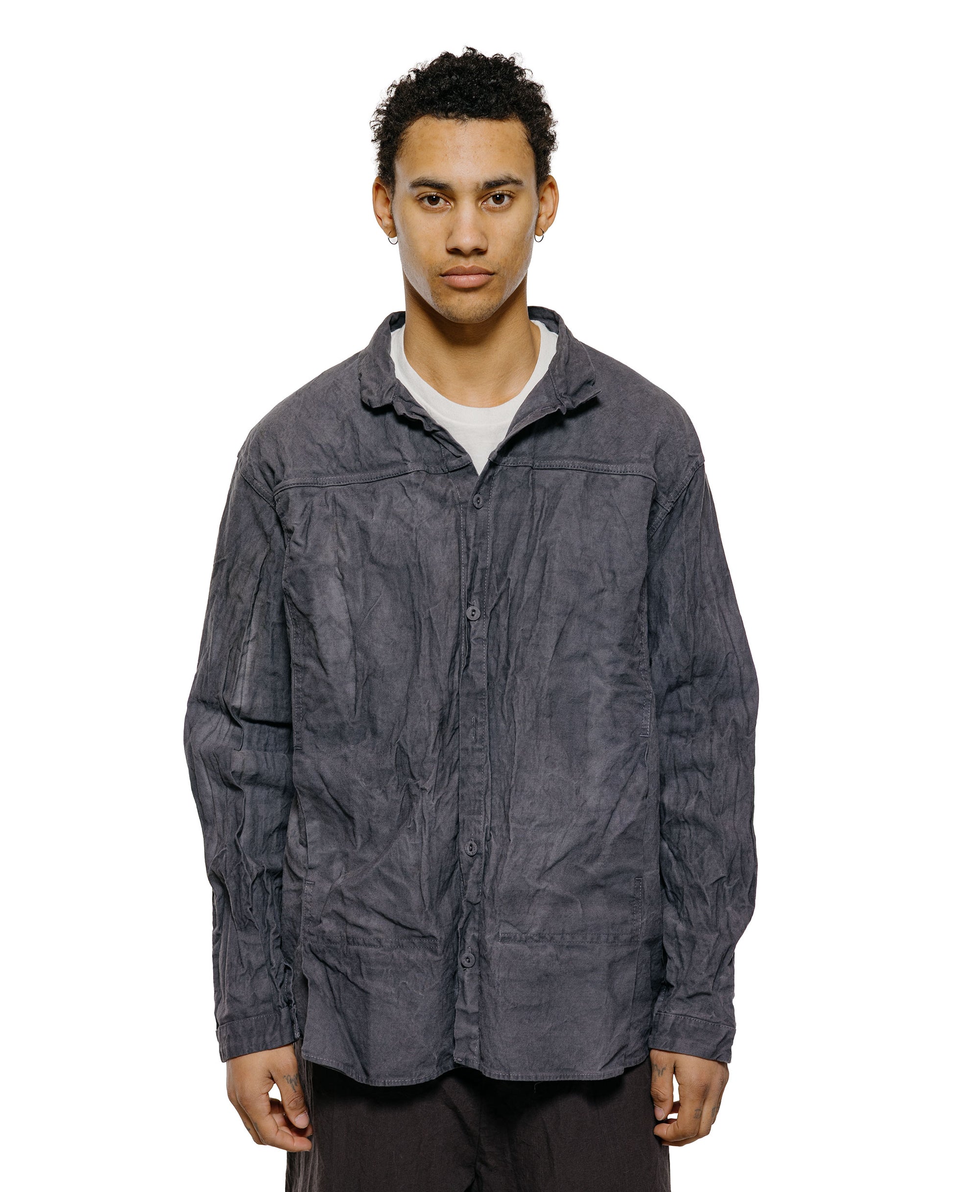 Tender Type 401 Pleat Pocket Shirt Cotton Drop Cloth Grey Logwood