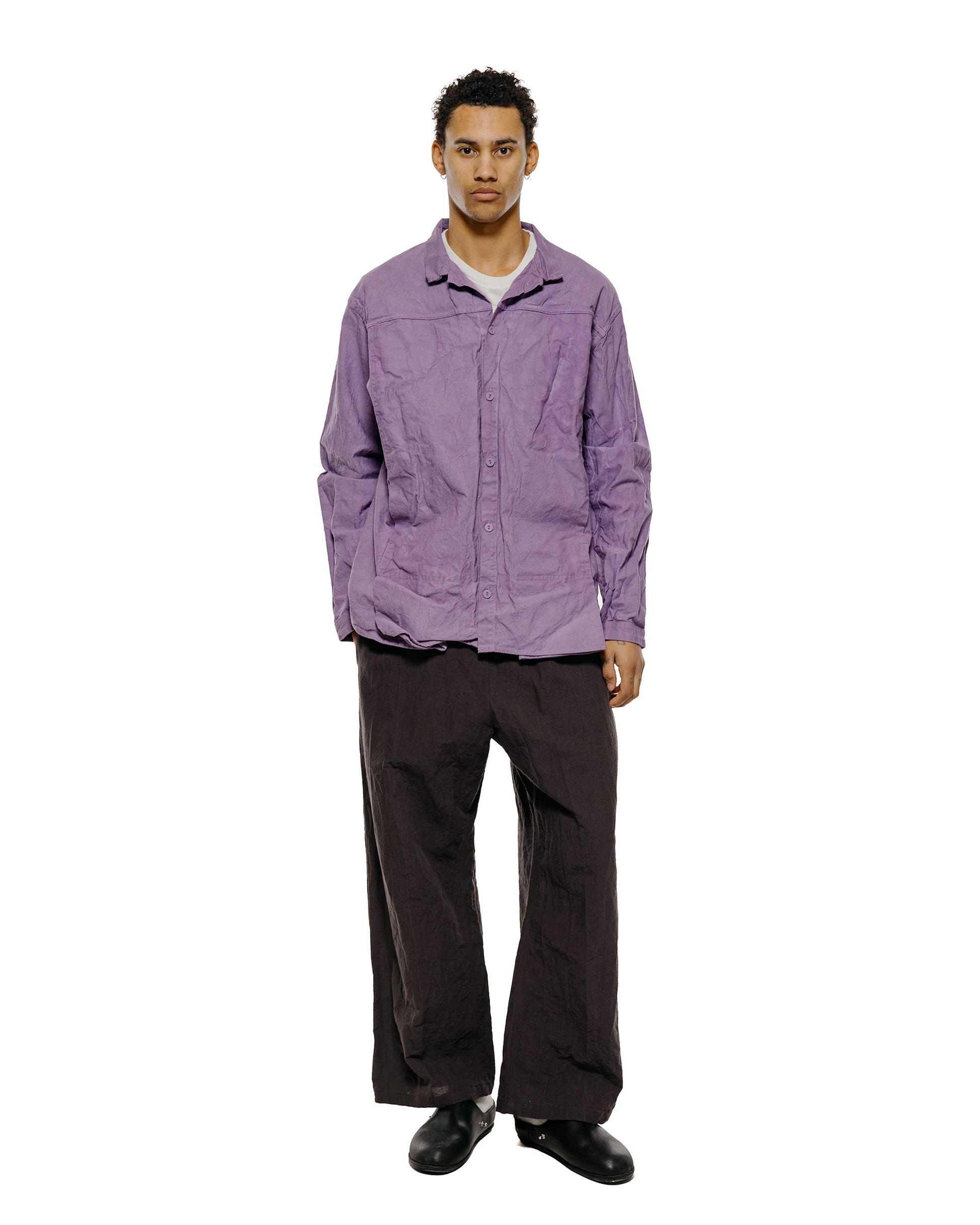 Tender Type 401 Pleat Pocket Shirt Cotton Drop Cloth Purple Logwood