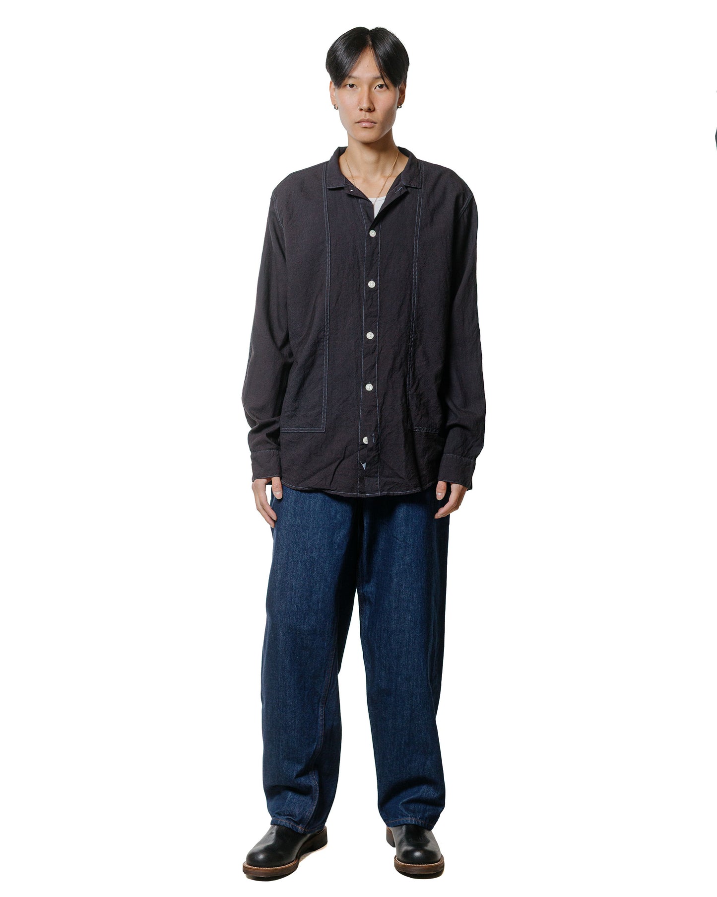 Tender Type 439 Stole Pocket Butterfly Shirt Wool Calico Black Hole