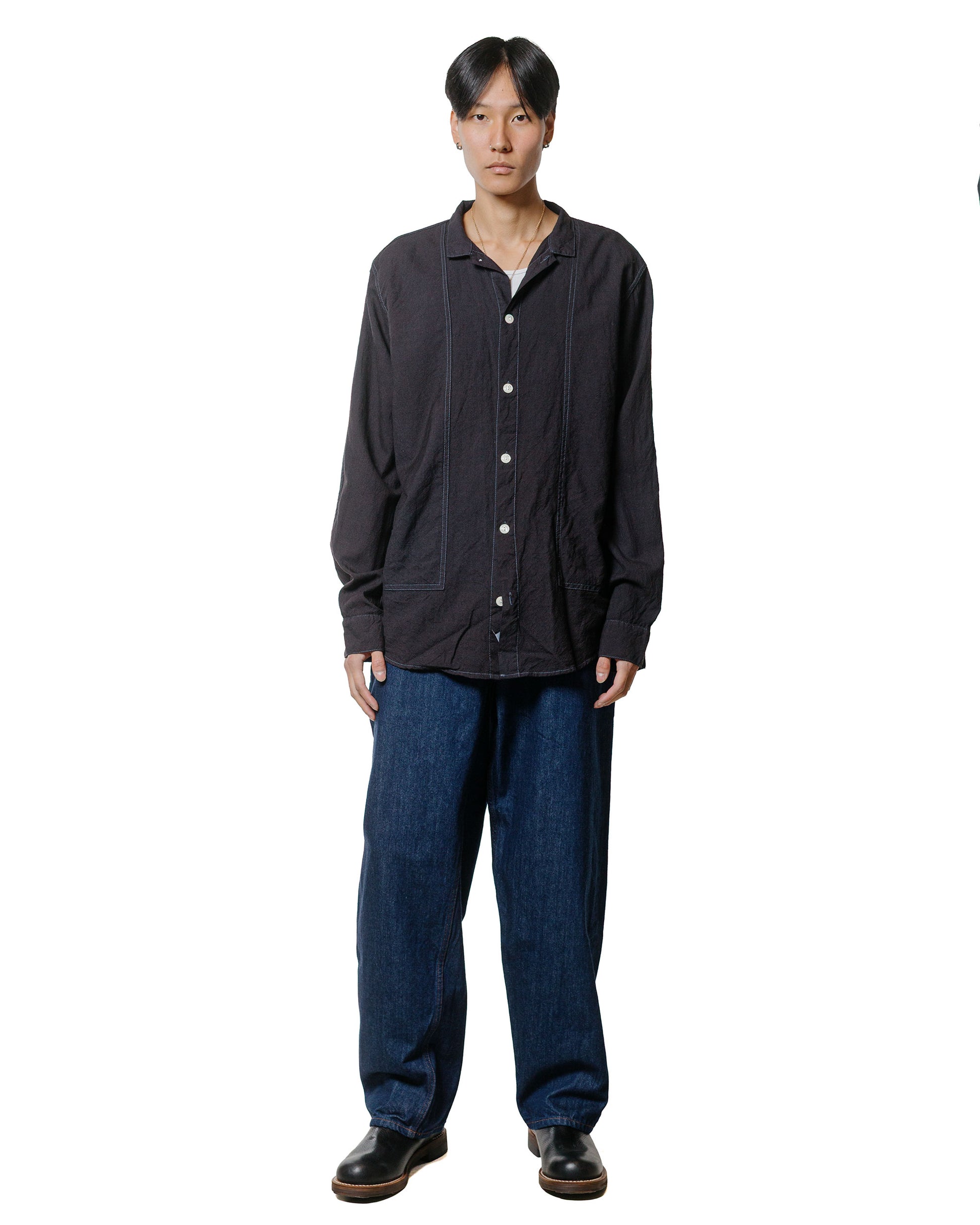 Tender Type 439 Stole Pocket Butterfly Shirt Wool Calico Black Hole