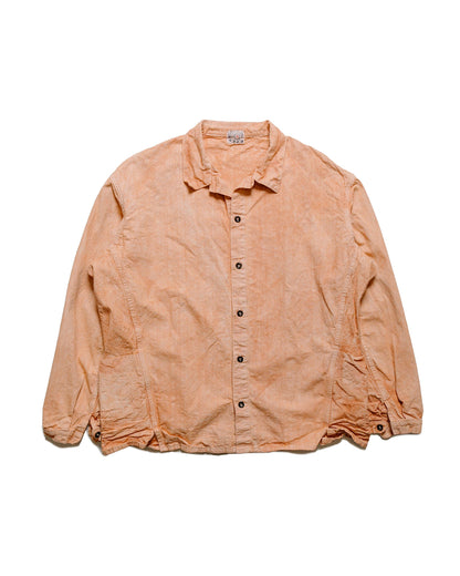 Tender Type 453 Double Cuff Mandolin Pocket Shirt Bleached Weft Stripe Cotton Canvas Red Ochre