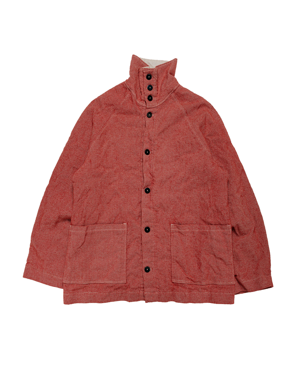 Tender Type 975 Collared Drafting Coat Red Wool Carpet Twill Rinsed