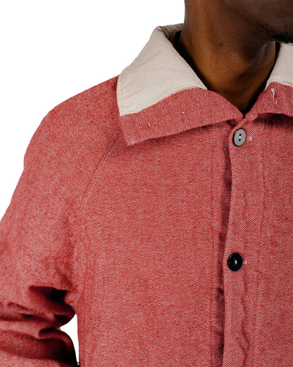Tender Type 975 Collared Drafting Coat Red Wool Carpet Twill Rinsed