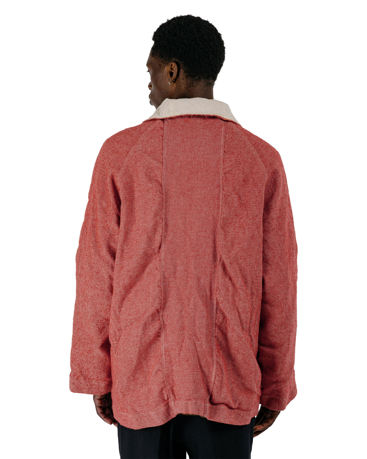 Tender Type 975 Collared Drafting Coat Red Wool Carpet Twill Rinsed