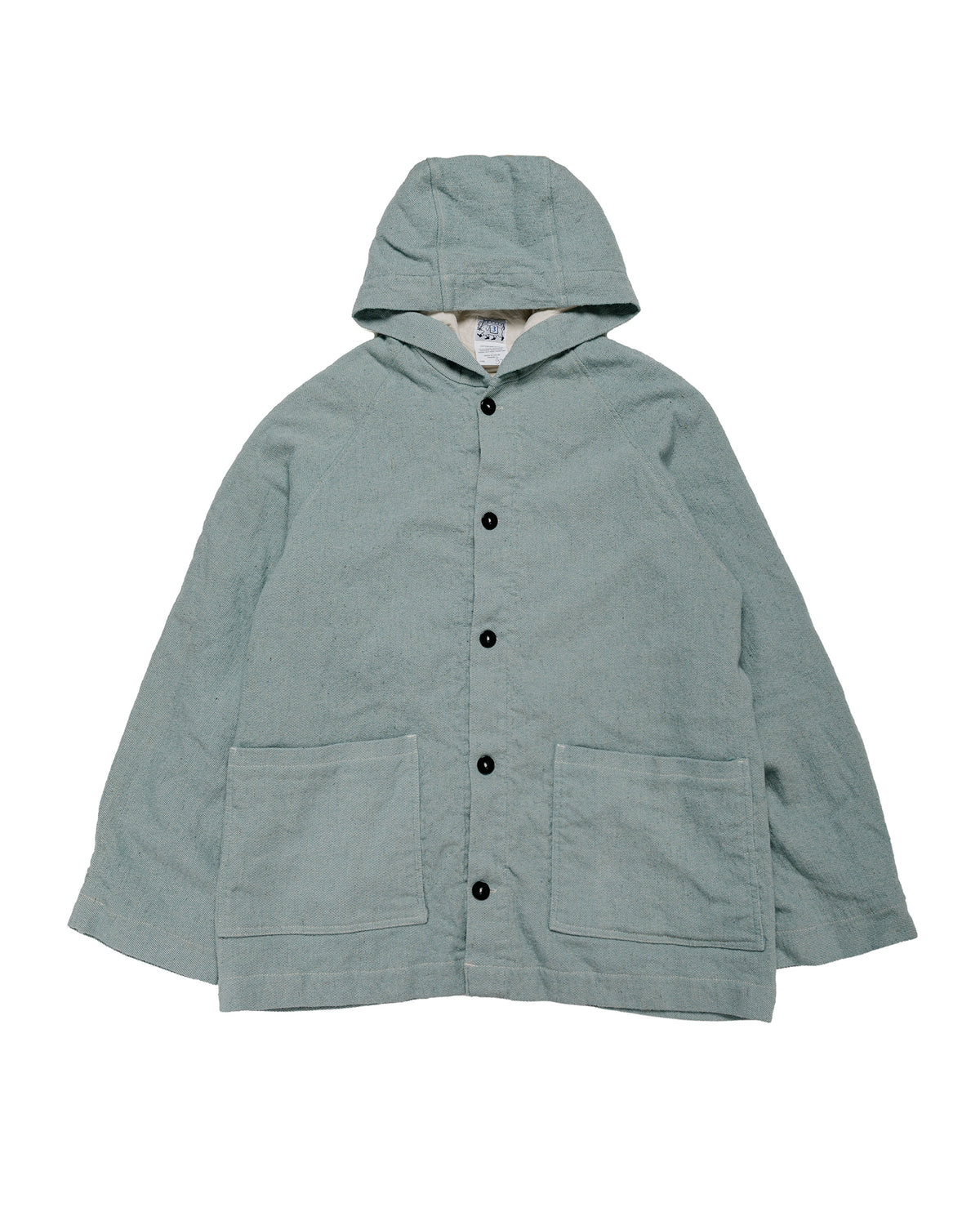 Tender Type 976 Hooded Drafting Coat Blue Wool Carpet Twill Rinsed