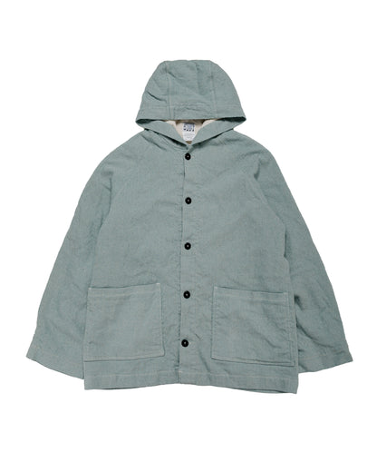 Tender Type 976 Hooded Drafting Coat Blue Wool Carpet Twill Rinsed