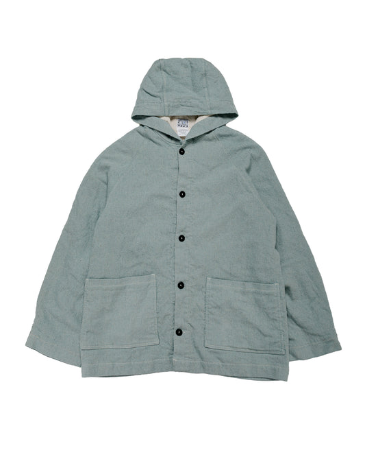 Tender Type 976 Hooded Drafting Coat Blue Wool Carpet Twill Rinsed
