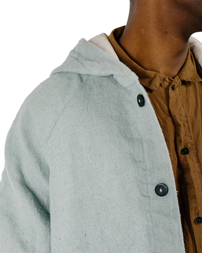 Tender Type 976 Hooded Drafting Coat Blue Wool Carpet Twill Rinsed