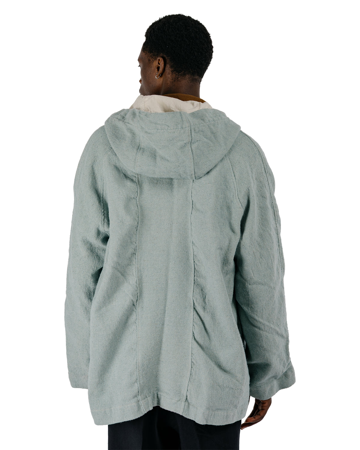 Tender Type 976 Hooded Drafting Coat Blue Wool Carpet Twill Rinsed