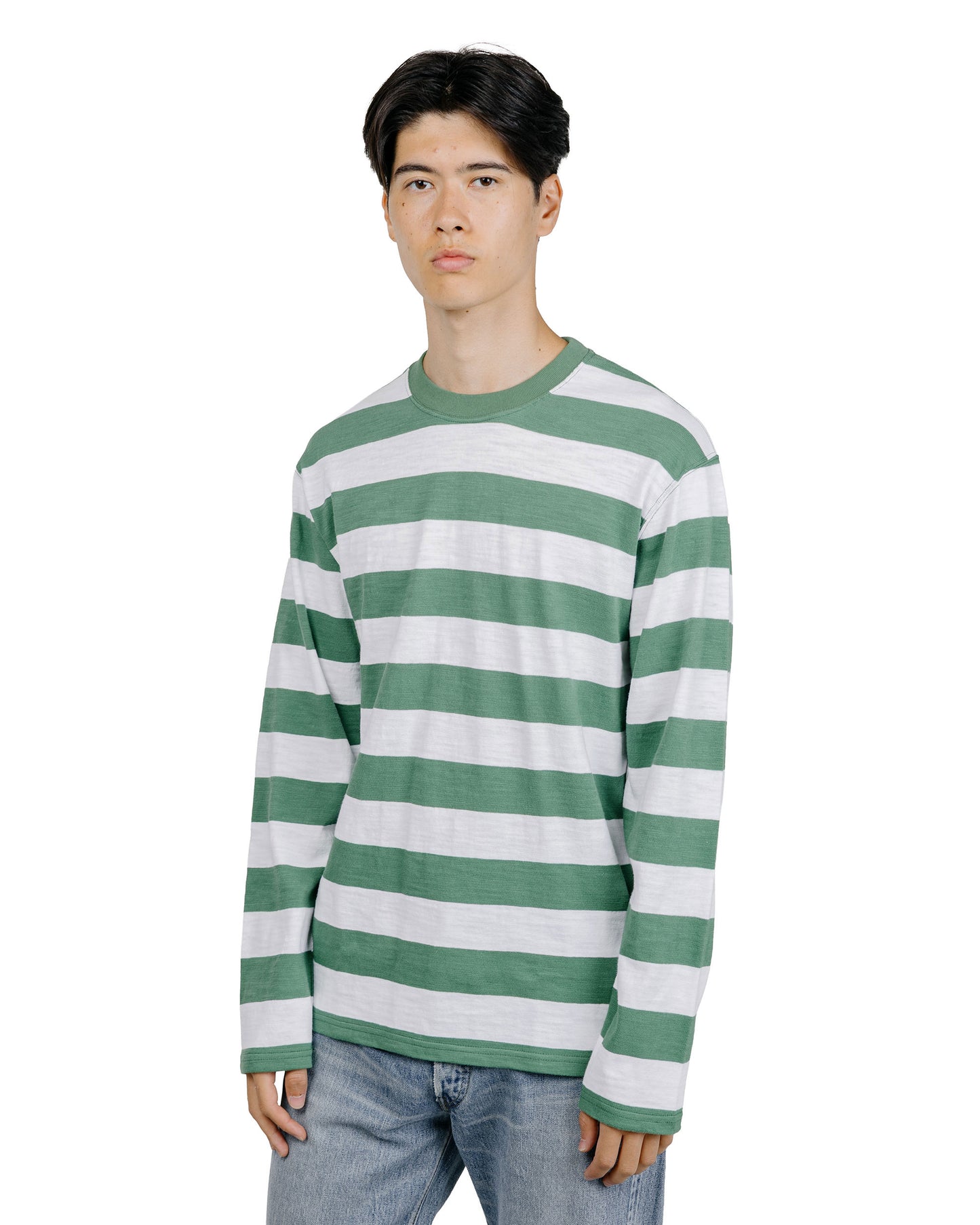The Real McCoy's BC24001 Buco Stripe Tee LS WhiteGreen