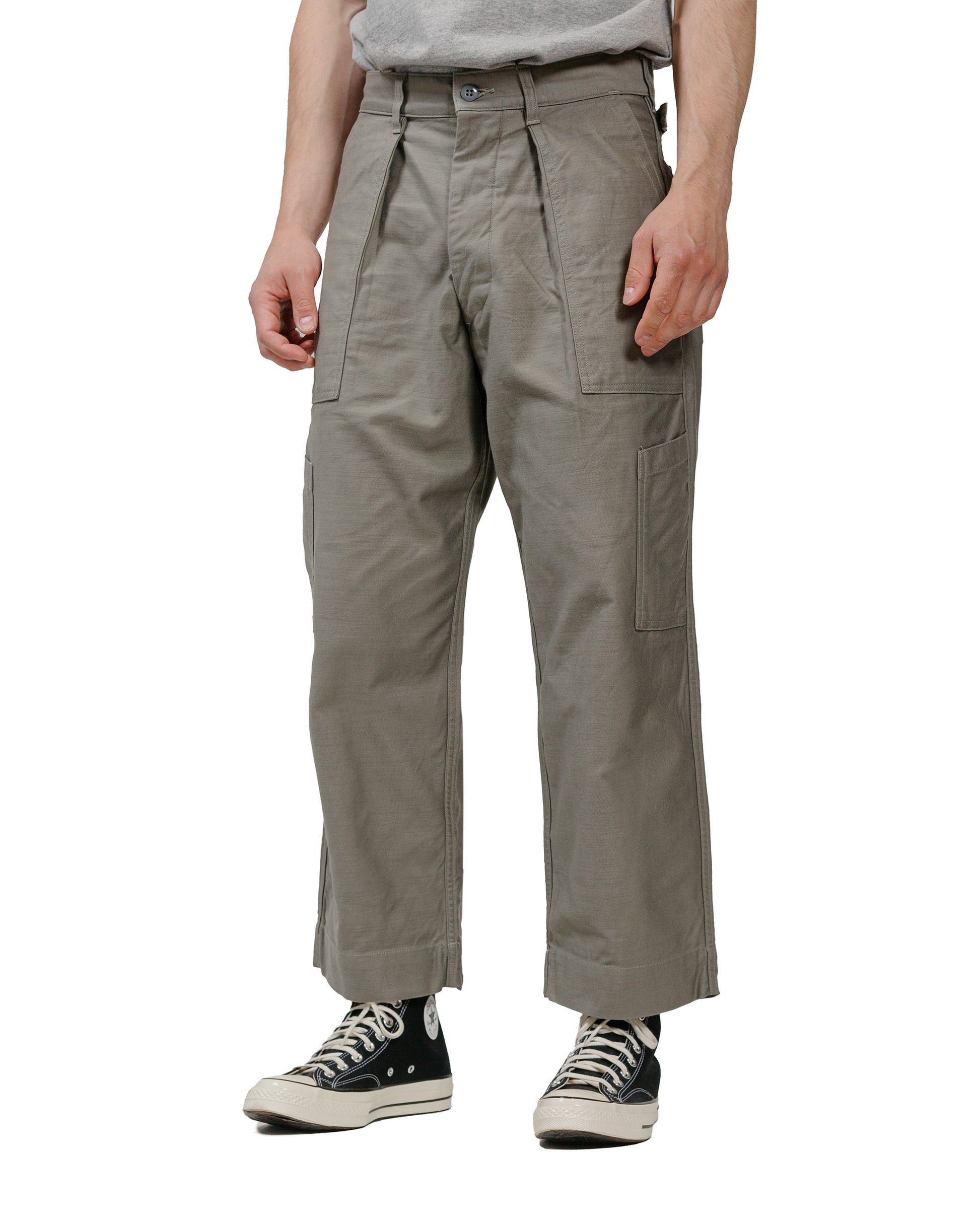 The Corona Utility FP025 Mechanic Slacks Military Back Satin Sage Green model front