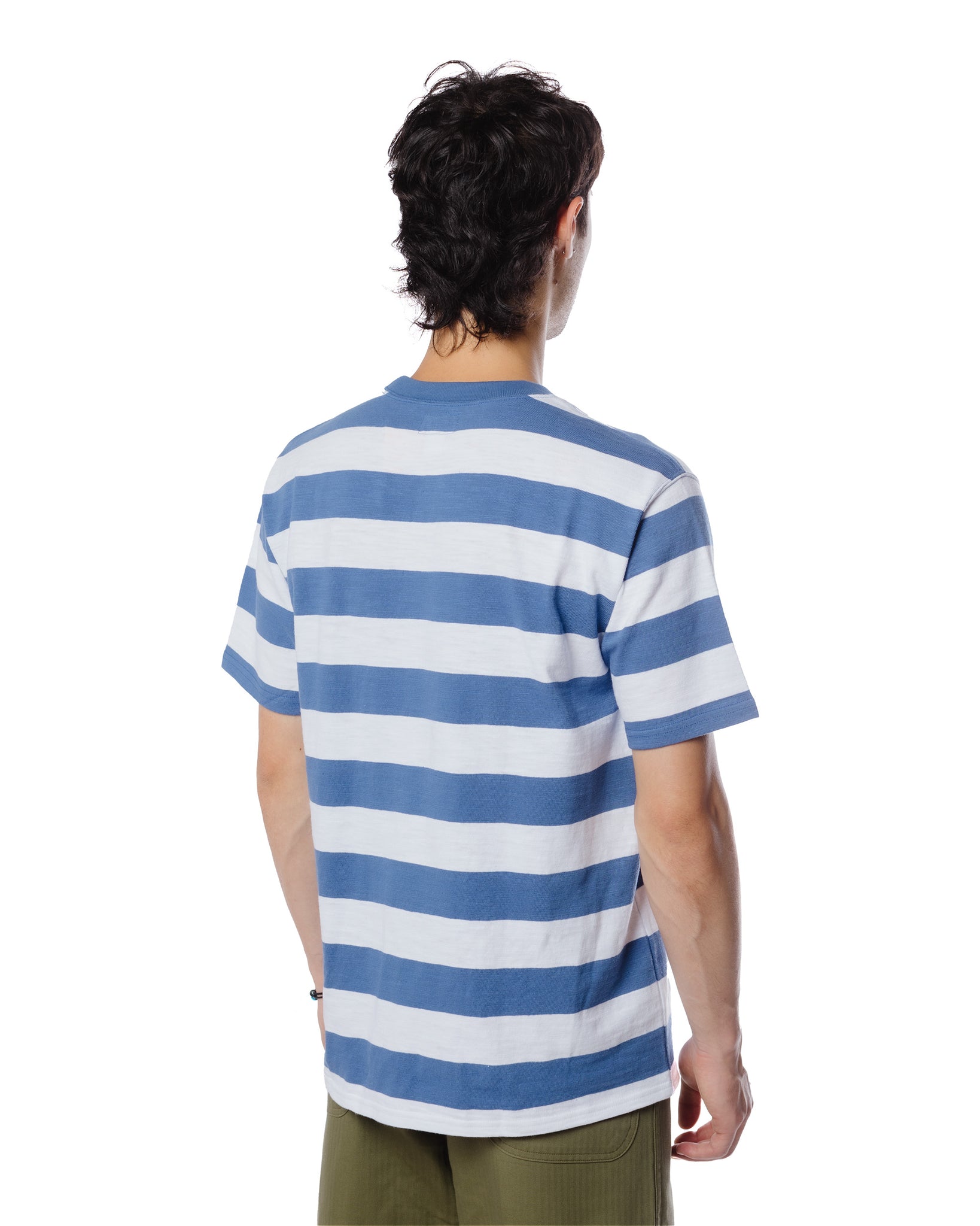 The Real McCoy's BC20007 Buco Stripe Tee S/S White/Blue Model Rear