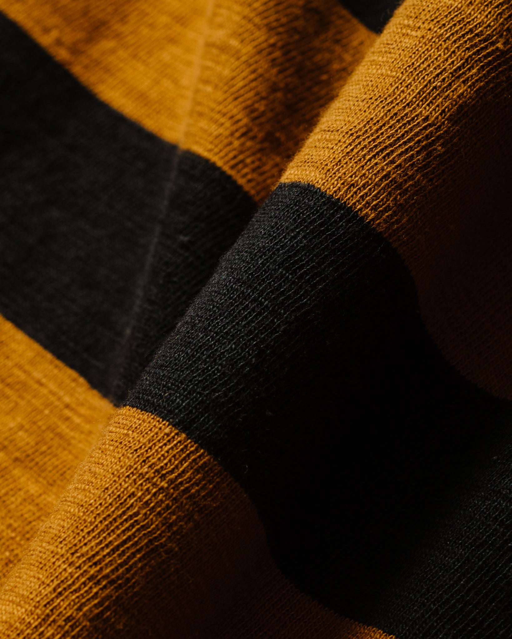 The Real McCoy's BC22005 Buco Stripe Tee L/S Black/Mustard Fabric