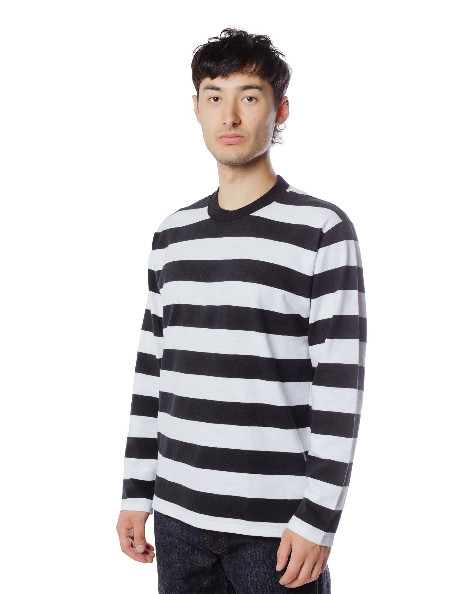 The Real McCoy's BC22005 Buco Stripe Tee L/S White Model Detail