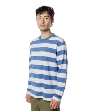 The Real McCoy's BC22005 Buco Stripe Tee L/S White/Blue Model Detail