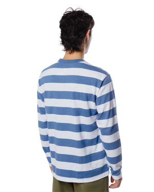 The Real McCoy's BC22005 Buco Stripe Tee L/S White/Blue Model Rear