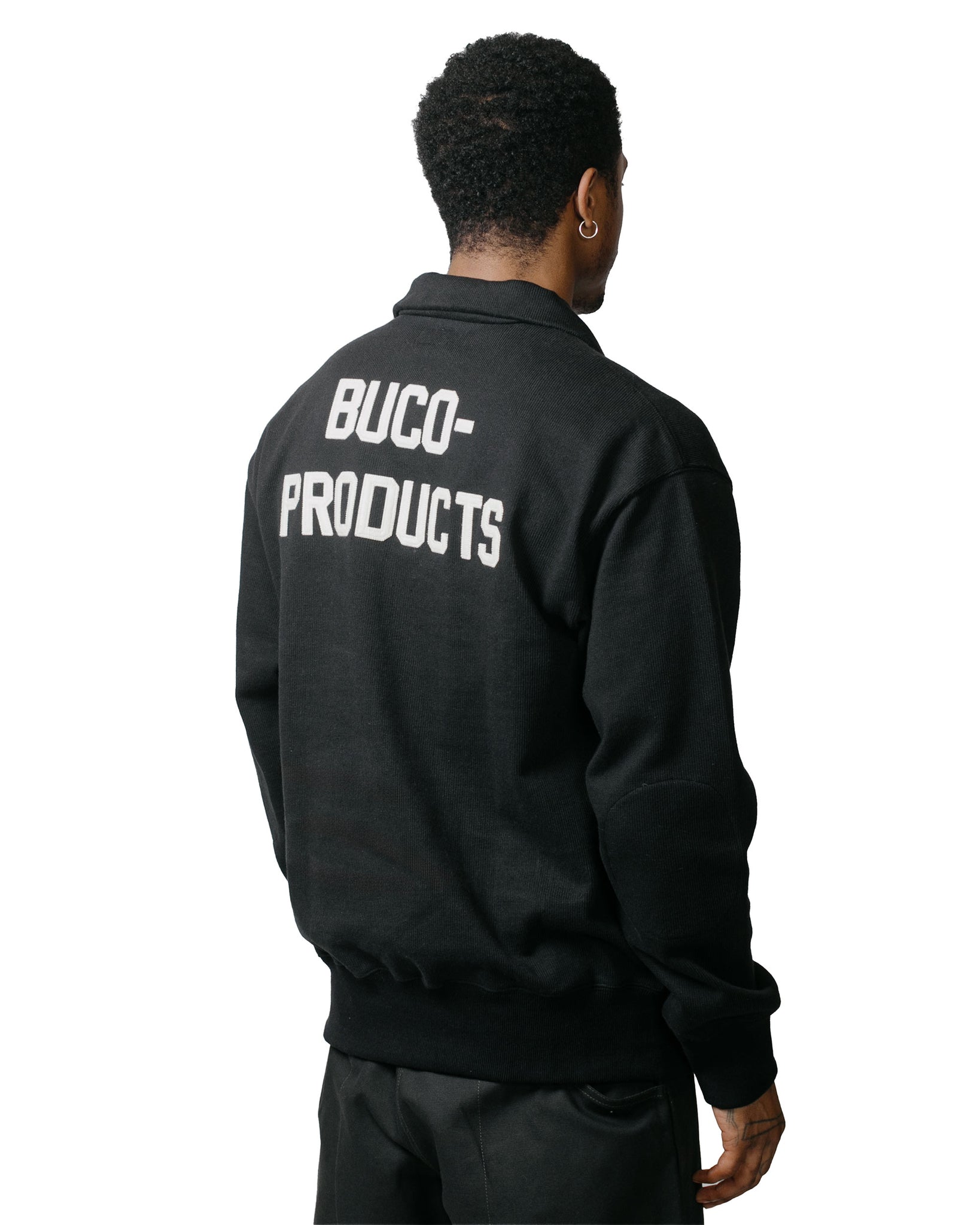 The Real McCoy's BC23104 Buco Half-Zip Motorcycle Jersey / Buco-Product Black model back