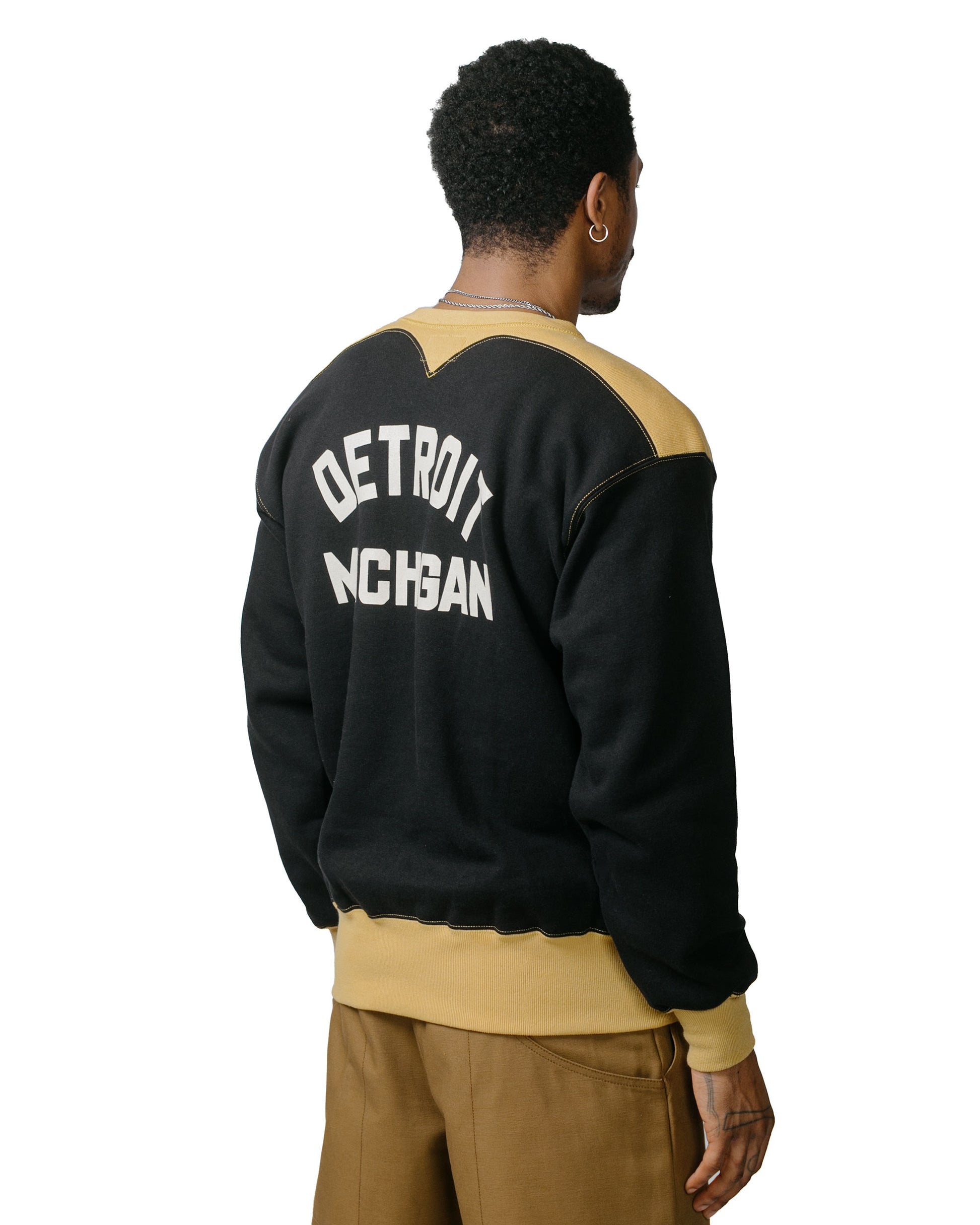 The Real McCoy's BC23105 Buco Two-Tone Sweatshirt / Buco Black/Corn model back