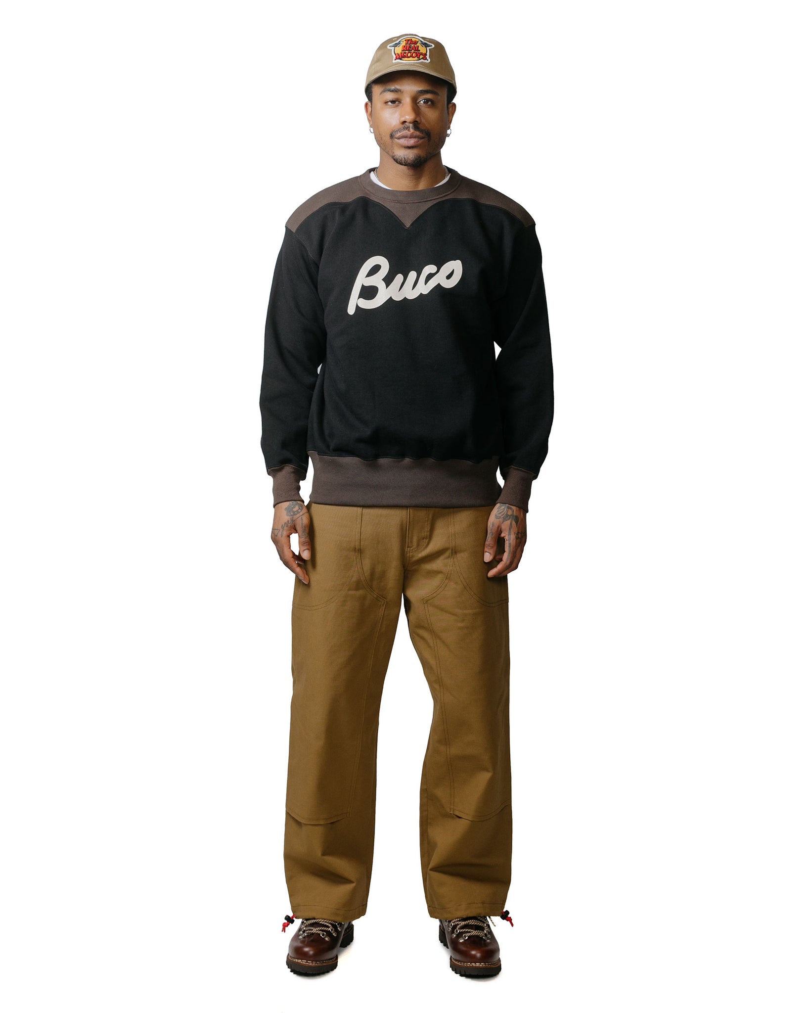 The Real McCoy's BC23105 Buco Two-Tone Sweatshirt / Buco Black/Grey model full