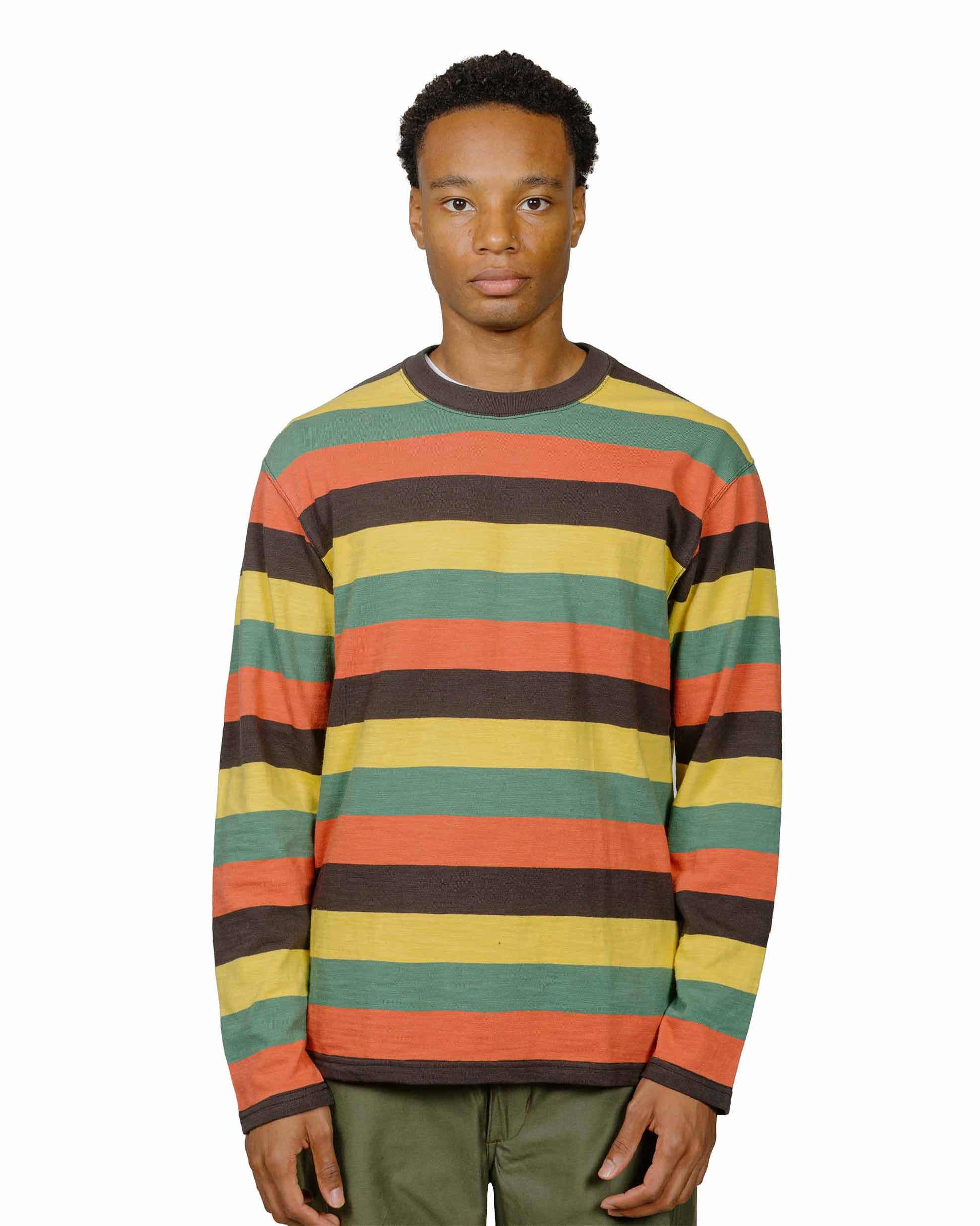 The Real McCoy's BC24001 Buco Stripe Tee LS Tricolor model front