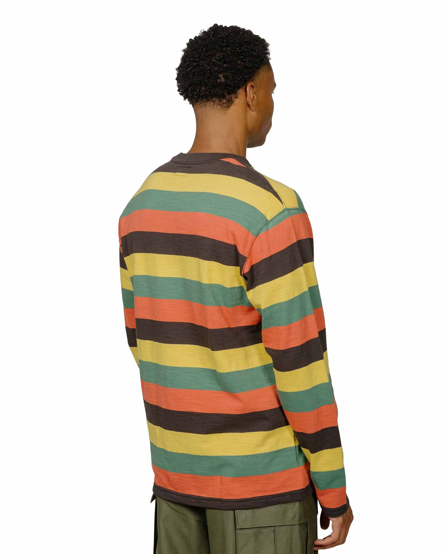 The Real McCoy's BC24001 Buco Stripe Tee LS Tricolor model back