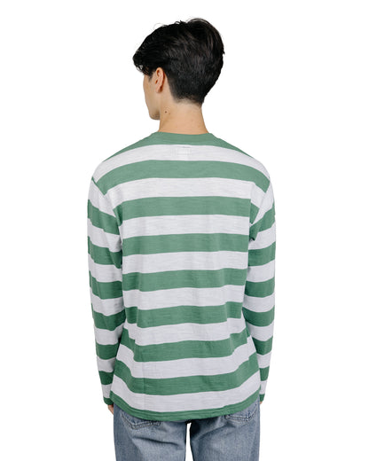 The Real McCoy's BC24001 Buco Stripe Tee LS WhiteGreen