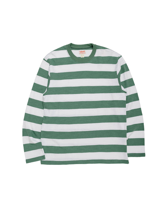 The Real McCoy's BC24001 Buco Stripe Tee LS WhiteGreen