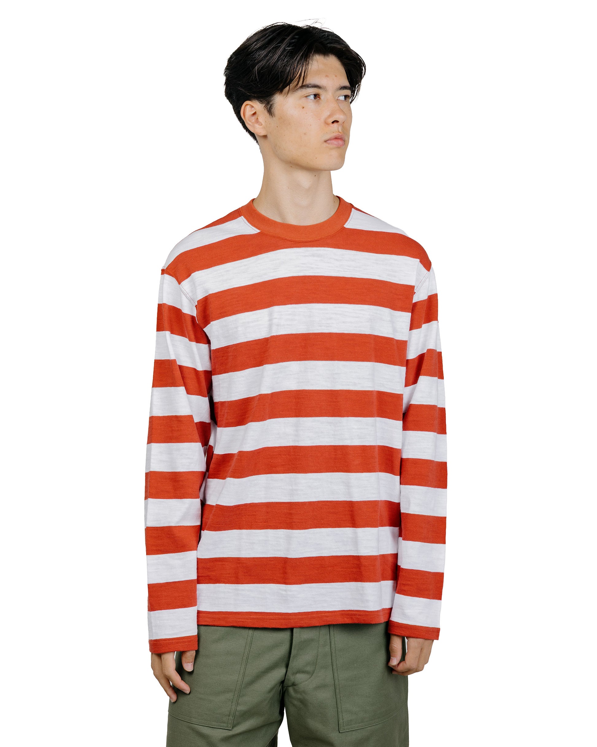 The Real McCoy's BC24001 Buco Stripe Tee LS WhiteRed